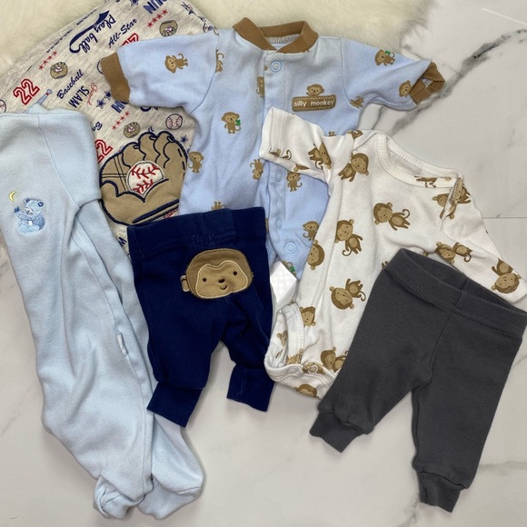 🎉Bundle baby boy footie bodysuit swaddle B4-35